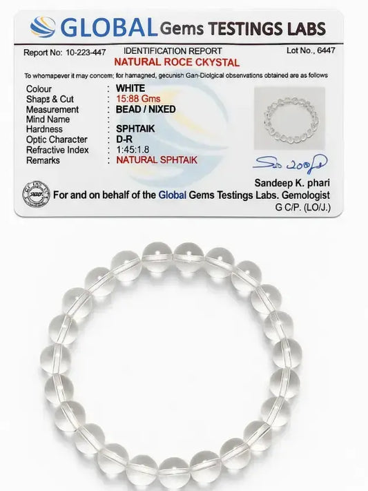 Natural Sphatik Crystal Bracelet | Sphatik Crystal for Women | Healing Astrology Bracelet for Clarity & Positive Energy | Certificate of Authenticity