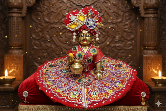 Shimmering Stonework Red Dress Set for Laddu Gopal Ji