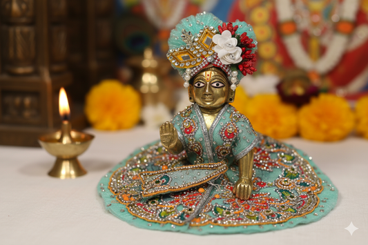 Elegant Handmade Krishna Dress Set – Designer Stone Work Poshak for Laddu Gopal / Bal Gopal