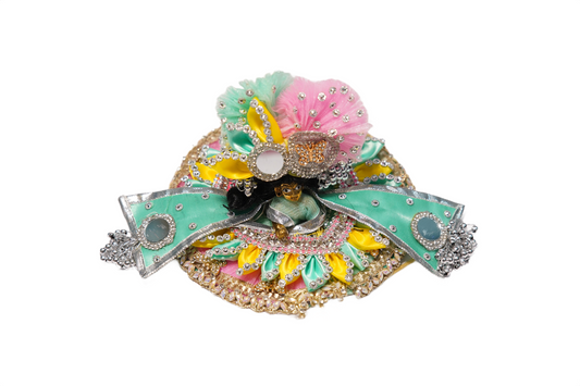 🌸 Elegant Multicolor Laddu Gopal Dress with Crown & Patka | Designer Krishna Poshak for Janmashtami & Puja