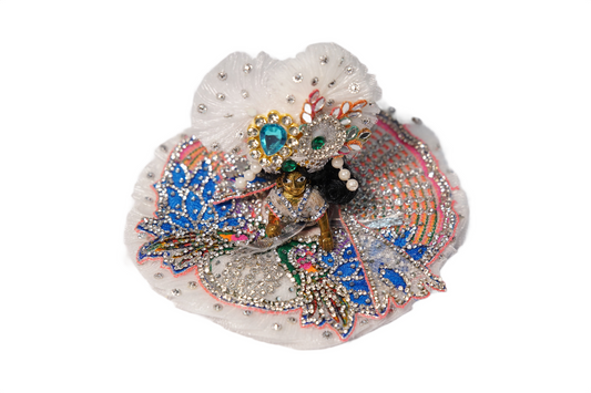Designer Peacock Stone Work Laddu Gopal Dress with Crown & Accessories | Krishna Poshak