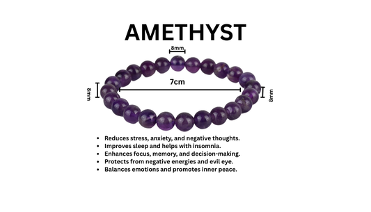 Amethyst Calming Bracelet – Purple Crystal for Stress Relief, Better Sleep, and Intuitive Clarity